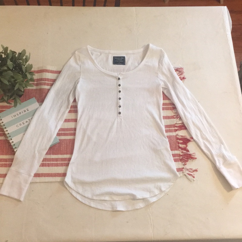Abercrombie and Fitch S- button white long sleeve